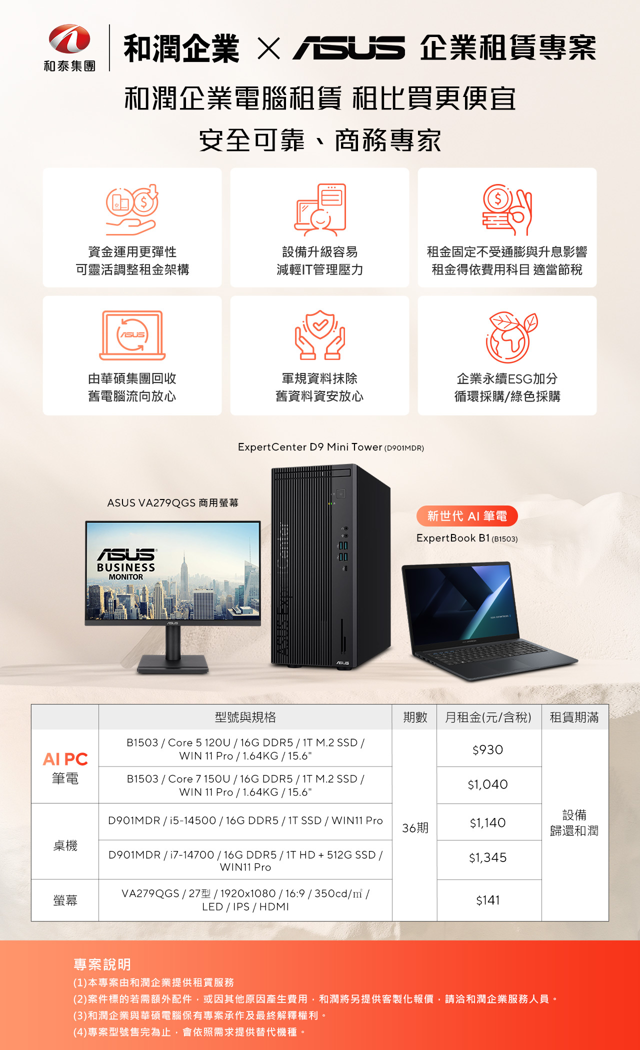 和潤 x ASUS 企業電腦租賃